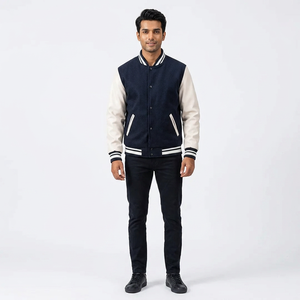 Custom Embroidery Logos Plain Winter Letterman Varsity <b>Baseball</b> <b>Jacket</b> <b>for</b> <b>Men</b> FINER THREADS Brand Breathable Nylon/Cotton Shell - Product Image 1
