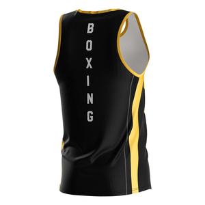 Singlet de Boxeo Negro Dorado con Gestión de Humedad Mejorada, Inserciones de Malla Transpirable y Construcción de Dobladillo Reforzado - Product Image 3