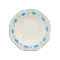Service de table octogonal moderne 24 pièces, vaisselle en porcelaine à motif floral d'oiseaux exotiques, assiettes et bols en céramique à bord doré, vente en gros pour 6 personnes