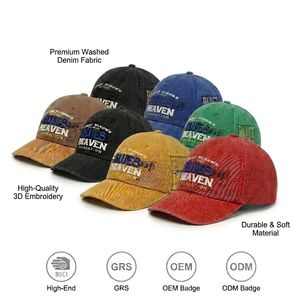 Gorra de Béisbol Unisex Ajustable de 6 Paneles con Logotipo Personalizado, Multicolor, Estilo Vintage, Lavada, Desgastada, Retro, Bordado 3D en Relieve - Product Image 1