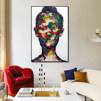 Peinture à l'huile moderne abstraite, portrait de femme peint à la main, couteau, grande peinture à l'huile, portrait