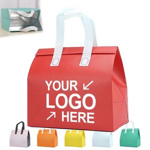 Custom Logo Hot Milk Tea Ice Cream Catering Outdoor Distribution Aluminum Foil Tote Disposable Insulated Non Woven Cooler Bag - Product Image 1