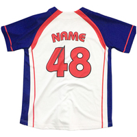 Camiseta de Béisbol Personalizada Vintage con Mangas Raglán, Sublimación, Cuello en V, Azul Marino y Blanco, Corte Ajustado para Niños