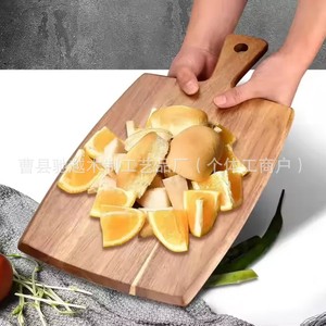 Assiette à dîner occidentale en bois d'acacia, assiette à pizza, planche à découper double face, planche à découper en bois massif - Product Image 5