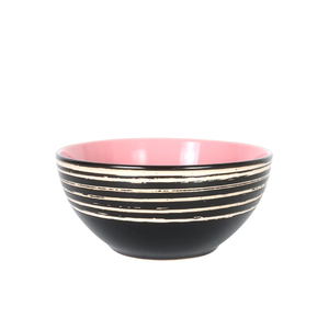 Customizable 48 Piece Pink Ceramic Dinnerware Set with Plant Pattern for Hotels and Restaurants Includes Rice Dishes Bowls - Product Image 3