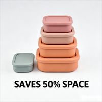 Kit de boîte à lunch en silicone tout-en-un avec sac de rangement et ustensiles, portable pour les voyages d'affaires