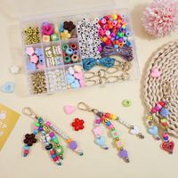 Kit de fabrication de bracelets et porte-clés perlés DIY transfrontalier, 10 boîtes, avec accessoires de bijoux et perles