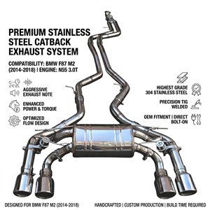SS304น้ำวนระบบท่อไอเสียแบบ catback สำหรับ BMW F87 M2 3.0T เครื่องยนต์ N55 2014-2018ใส่ได้โดยตรง - Product Image 1