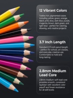 Crayons de couleur 12 couleurs, corps hexagonal en bois, peinture brillante, non toxiques pour enfants, pour colorier, dessiner, esquisser, fournitures scolaires