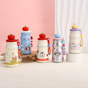 Cute Funny Apple Lid Stainless Steel Vacuum <b>Cup</b> 6-12 Hours Thermal Insulation Student Kids Straw Outdoor Lanyard Portable Water - Product Image 1