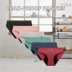 Ropa Interior Fisiológica Transpirable de Algodón de 4 Capas a Prueba de Fugas, Bragas Absorbentes Sólidas para Uso Diario, Teñido Liso para Menstruación - Product Image 2