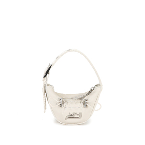 <b>Mini</b> Tote Bag Glossy Ivory <b>Keyring</b> Purse With Adjustable String For Custom Wrinkles And Eyelet Straps - Product Image 1
