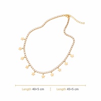 Collier chaîne tennis en CZ brillant plaqué or avec pendentif étoile en acier inoxydable, prêt à être expédié en gros