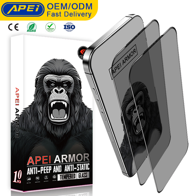 2026 Explosive Models APEI ARMOR Unbreakable Edge Waterproof Gorilla Tempered Glass Screen Protector for iPhone 15 16 17 Pro Max