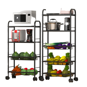 Modern Multilayer Durable Waterproof Movable Carbon Steel Multifunction Kitchen Cart Trolley <b>Dish</b> <b>Rack</b> Storage Holder - Product Image 1