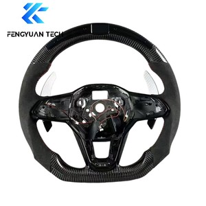 พวงมาลัยหนังแท้คาร์บอนไฟเบอร์ฟอร์จ สำหรับรถยนต์ VW Golf 8 MK8 R-line <span class=keywords><strong>GTI</strong></span> พร้อมอัลคันทาร่า สไตล์สปอร์ต ไม่มีถุงลมนิรภัย - Product Image 6