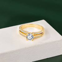 Bague de Mariage de Luxe pour Femme, Plaqué Or 18K, Sertie de Diamants, Bijou Tendance pour Fiançailles et Mariage