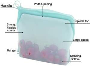 Sac à fermeture éclair en silicone de qualité alimentaire sans BPA, sac de conservation des aliments réutilisable, sac de congélation en silicone, sac à fermeture éclair pour aliments, récipient de conservation des aliments - Product Image 2