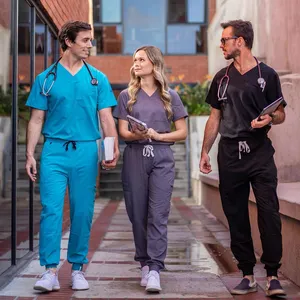 Rayon uniforme de enfermeira 2024 estilos esfrega de enfermagem personalizada com bolsos elegante conjunto de cuidados de saúde corredores esfrega de enfermagem