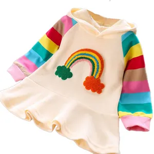 Robe arc-en-ciel pour filles, tenue de fête pour enfants, design de dessin animé, mignonne et colorée, costumes pour bébés, nouvelle collection automne 2020