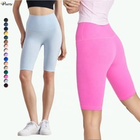Celana Yoga pinggang tinggi wanita Legging pendek Yoga Butt kerut seksi celana Yoga kontrol perut panjang lutut bekerja keluar logo kustom