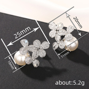 Orecchini a Fiore Stile Perla per Donne, Eleganti Gioielli Floreali alla Moda - Product Image 6