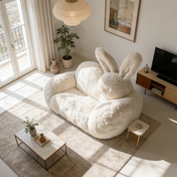 Riesiges Hasenförmiges Sofa Weißes Plüsch-Wohnzimmer-Sofa Bequemer Flauschiger Tier-Loveseat Übergroßer Akzent-Sessel