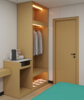 Ensemble de meubles de chambre d'hôtel, lit king-size moderne en panneaux de bois, sur mesure pour projets d'appartements et chambres d'hôtes 2 à 5 étoiles, usine OEM ODM
