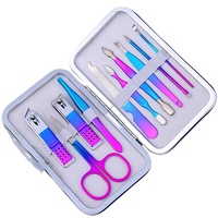 WELLFLYER Kit de manucure en cuir super souple à MS-569 sources Ensemble d'outils de manucure arc-en-ciel de haute qualité