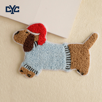 Parche de Tela Bordado de Chenilla con Diseño Original de Cachorro de Dibujos Animados, Parche de Chenilla de Poliéster con Animal de Dibujos Animados