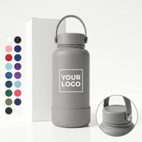 Bouteille d'eau en acier inoxydable à double paroi isolée sous vide de 700 ml avec logo personnalisé, goulot large, poignée, couvercle, boîte blanche, caoutchouc