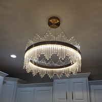 Or mariage luxe cristal plafond Style moderne salon grand hôtel Lustre lustres LED cristal pendentif lumière
