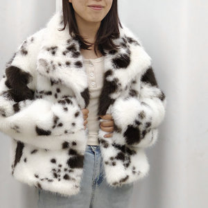 Turn Down Collar Long Sleeve Beige Woven Polyester Print Zipper <strong>Fly</strong> Casual Fashion Feather Winter <strong>Jacket</strong> for <strong>Women</strong> - Product Image 3