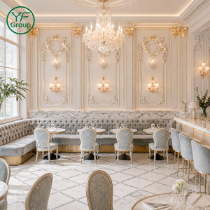 Muebles de Restaurante Modernos y Lujosos, Asientos de Terciopelo Cómodos, Banqueta con Respaldo Acolchado y Botones para Hotel, Bar, Cafetería - Product Image 6