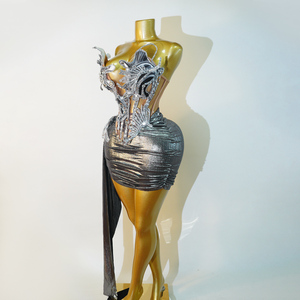 Traje de Baile con Lentejuelas Plateadas para Actuaciones en el Escenario, Bordado Estructurado en 3D, Venta al por Mayor de Fábrica, Conjunto de Vestido para Cantantes y Bailarines - Product Image 6