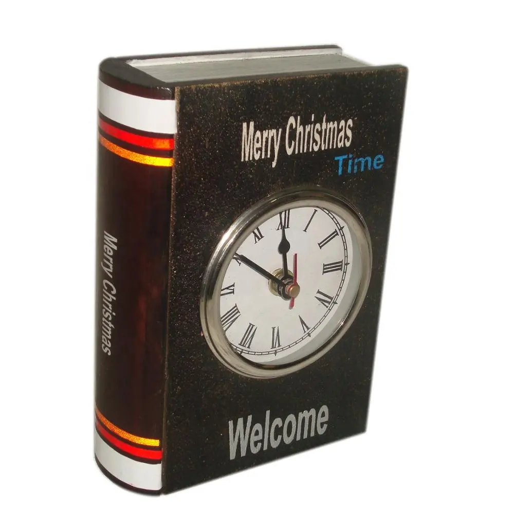 Home Decor book Shape Wooden Table Clock Time Table Alarm Mirror Clock Green Red White Blue Europe Power Style