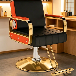 Chaise de barbier de salon avec structure métallique et rembourrage en cuir, pompe hydraulique professionnelle pour équipement de salon de beauté - Product Image 4