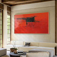 Peinture à l'huile sur toile faite à la main, nature morte rouge audacieuse avec accents noirs, décoration moderne pour la maison
