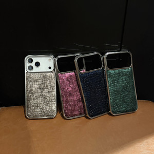 <span class=keywords><strong>Coque</strong></span> de téléphone tendance effet crocodile brillant et plaqué pour <span class=keywords><strong>iPhone</strong></span> Air 17 16 15 14 13 12 <span class=keywords><strong>11</strong></span> Pro Max – <span class=keywords><strong>Coque</strong></span> rigide électroplaquée - Product Image 3
