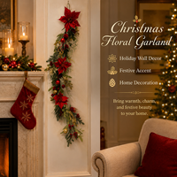 Guirlande de Noël suspendue en PE, décorations florales artificielles avec baies, décoration festive pour porte et mur
