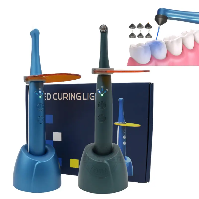 New Design 1 Sec Dental Wireless Curing Light Dentist LED Cure Lamp with 7 Multi-functional Curing Heads