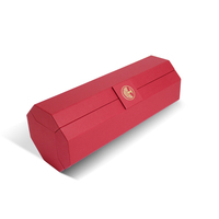 Boîte-cadeau de vin de luxe personnalisable avec rabat magnétique coulissant Insert en mousse EVA de papier noir rigide pour emballage de tube hexagonal de verres