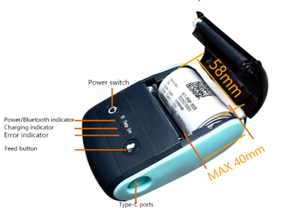 Mini Impresora Portátil de Recibos Térmicos, Impresora de Etiquetas de Códigos de Barras, Impresora de <span class=keywords><strong>Facturas</strong></span>, Ideal para Cafeterías - Product Image 3