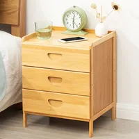 Table de Chevet en Bambou avec Rangement, Vente Directe Usine, Meuble de Chambre Miniature Style Nordique Européen Moderne, Table d'Appoint de Rangement