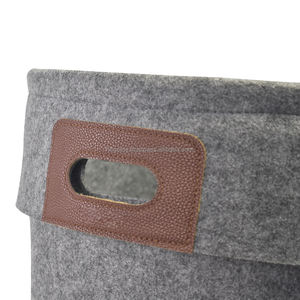 Collapsible Felt Laundry <b>Bucket</b> Dirty Clothes Storage Container Organization With Pu Handle Home Storage Basket - Product Image 3