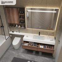 Buildgres-Armoire de salle de bain fonctionnelle à porte unique, pour vanité de salle de bain utilitaire