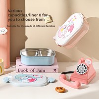 Boîte à lunch isotherme en acier inoxydable de dessin animé, compartiments étanches pour les employés de bureau et les étudiants