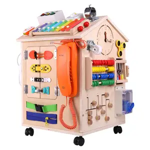Оптовые продажи доска пены diy-Новинка 2021, обучающая доска Монтессори «сделай сам», Детские деревянные игрушки, занятый дом, коробка с замком, игрушка для ребенка