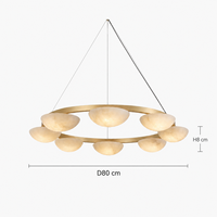 Lustre rond personnalisé en or, cuivre et albâtre naturel, luminaire suspendu pour salle à manger, salon, villa