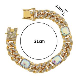 Cadena Cubana Hip Hop Completamente Adornada con Piedras de Imitación, 13MM, Oro/Plata, Estilo Miami, Pulsera Cubana para Hombre - Product Image 6